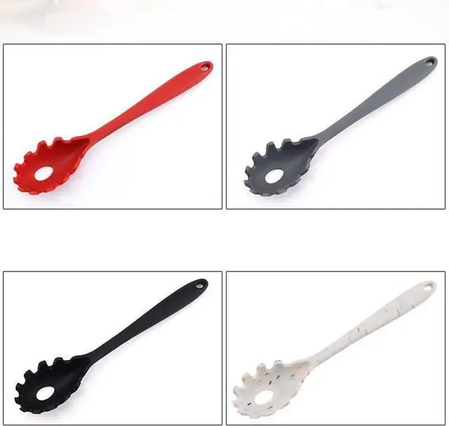 Alt view image 3 of 7 - Silicone Pasta Fork (11.5"), High Heat Resistant to 480°F, Hygienic One Piece Design, Spaghetti Strainer & Server Spoon Pasta Forks (Red)