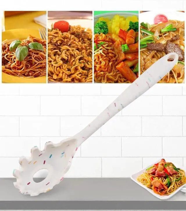 Alt view image 4 of 7 - Silicone Pasta Fork (11.5"), High Heat Resistant to 480°F, Hygienic One Piece Design, Spaghetti Strainer & Server Spoon Pasta Forks (Red)