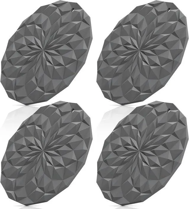 Main image of ME.FAN Silicone Trivet Mats - 4 Pack Pot Holders - 7.4'' Thickened Hot Pads for Hot pots, Pans and Dishes, Heat Resistant Silicone Trivet for Table and Counter Top Deep Grey
