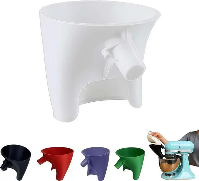 Main image of Flour Funnel for KitchenAid Mixer 5 Qt, Anti-Splash Attachment for Tilt-Head Stand Mixer 4.5 & 5 Quart (KSM150), Dishwasher Safe No-Mess Baking Tool, Easy Pour Accessory (White)