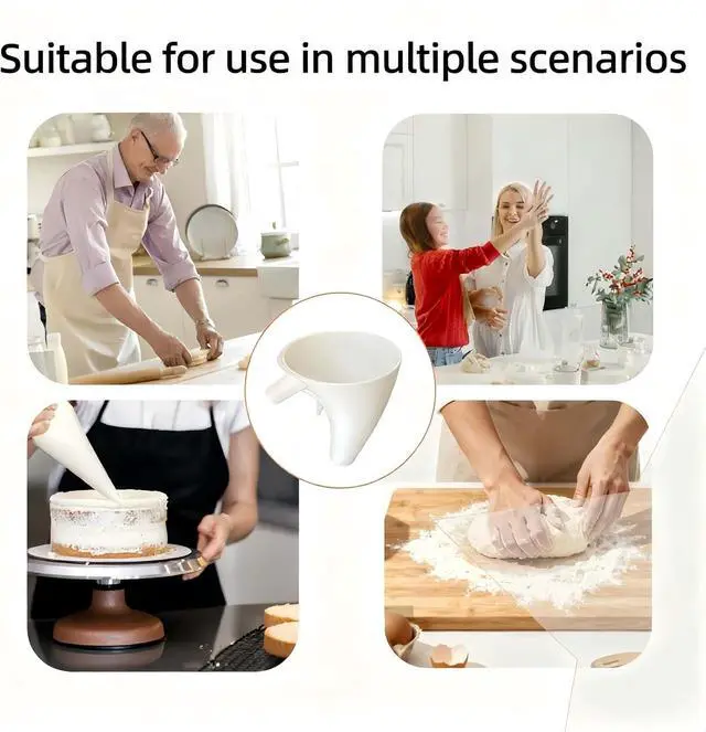 Alt view image 7 of 7 - Flour Funnel for KitchenAid Mixer 5 Qt, Anti-Splash Attachment for Tilt-Head Stand Mixer 4.5 & 5 Quart (KSM150), Dishwasher Safe No-Mess Baking Tool, Easy Pour Accessory (White)