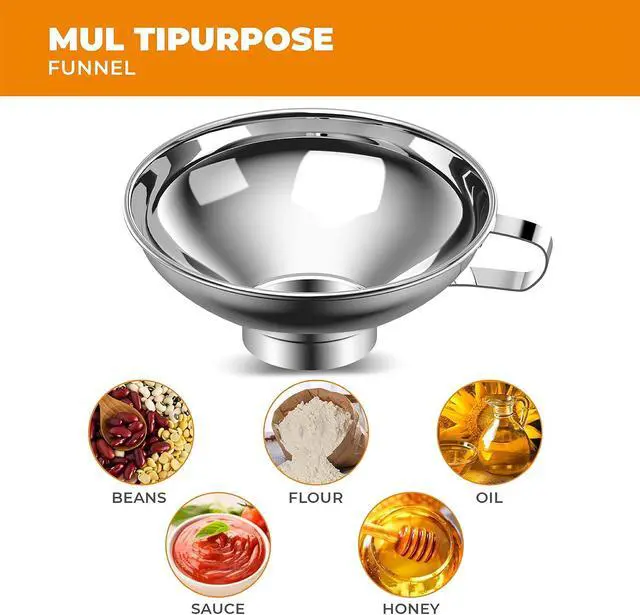 Alt view image 7 of 7 - Pisol Wide Mouth Canning Funnel for Kitchen Use, 304 Stainless Steel