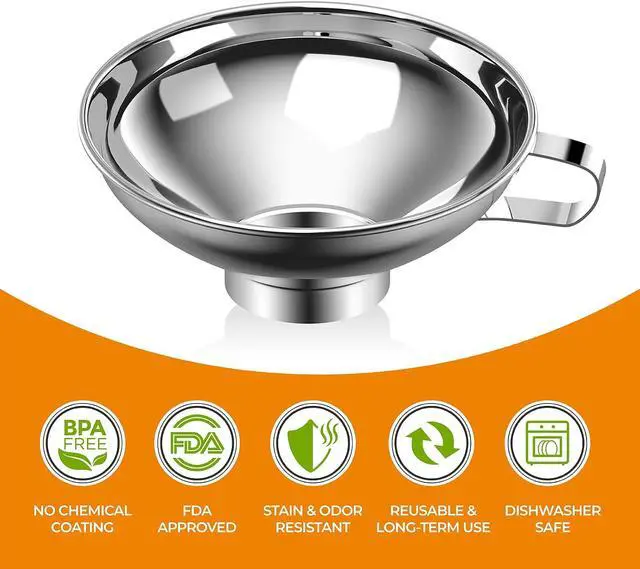Alt view image 5 of 7 - Pisol Wide Mouth Canning Funnel for Kitchen Use, 304 Stainless Steel