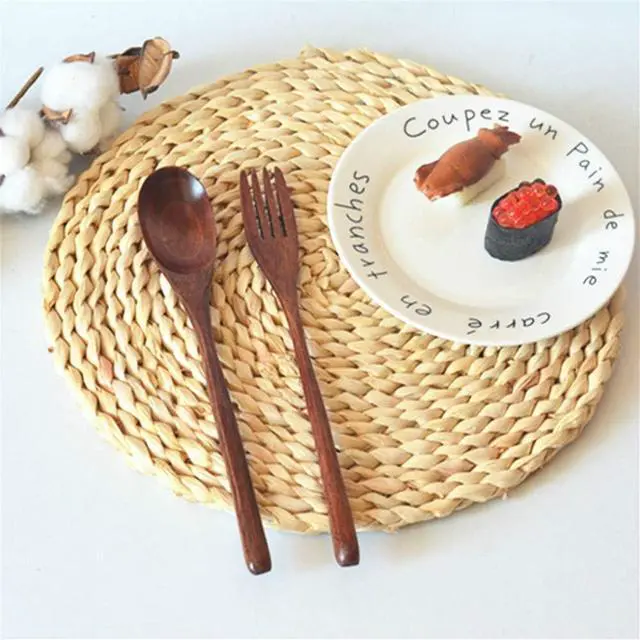 Alt view image 3 of 7 - Wooden Spoons and Fork for Eating Utensil Set Small Wood Cutlery Silverware