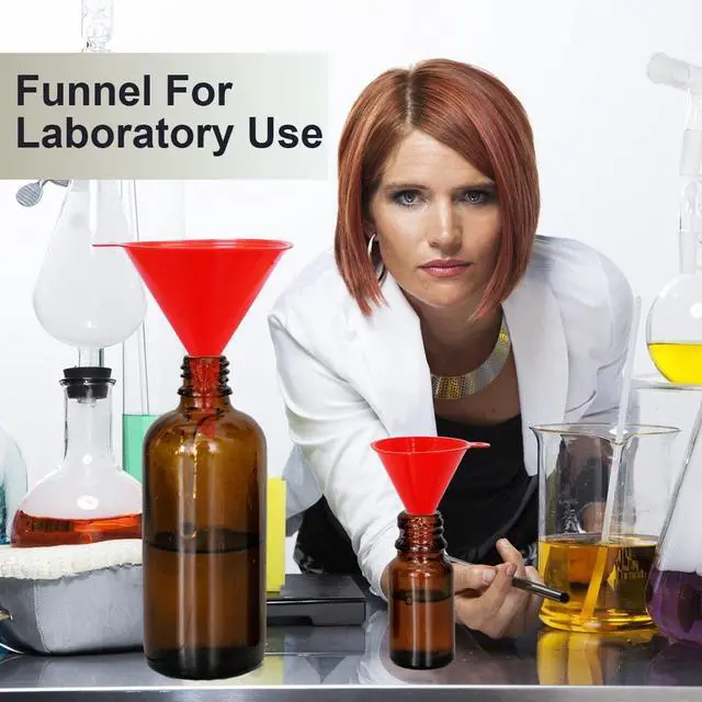 Alt view image 5 of 5 - KongNai 4 Pieces Plastic Funnel Set for Kitchen and Automotive Use, Mini, Small, Medium and Large Funnel for Filling Bottles, Canning, Cooking, Lab or Car Oil Funnels (Red)