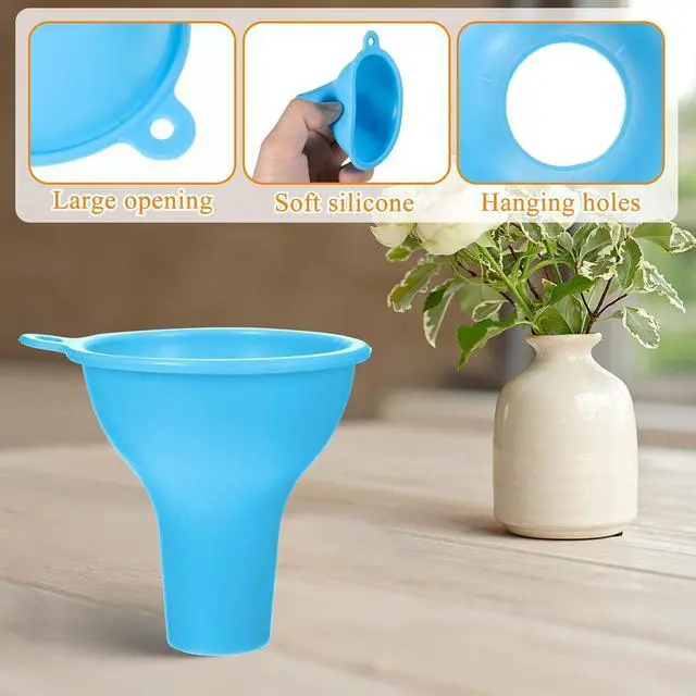 Alt view image 3 of 7 - Silicone Funnels, 4 Pieces Wide Mouth Funnel Flexible Condiment Sauce Canning Set Flexible Kitchen Funnel for Home Restaurant Squeeze Bottles Jars Cans, Spice Filling Bottles Liquid Oil, 3 x 1 Inch