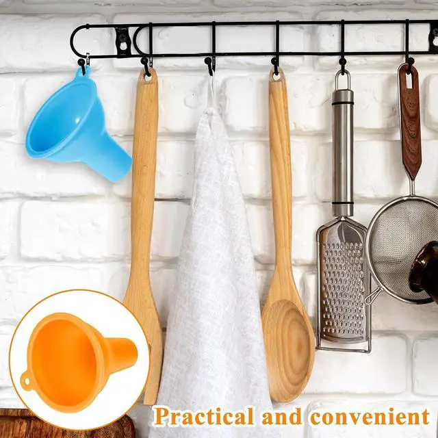 Alt view image 6 of 7 - Silicone Funnels, 4 Pieces Wide Mouth Funnel Flexible Condiment Sauce Canning Set Flexible Kitchen Funnel for Home Restaurant Squeeze Bottles Jars Cans, Spice Filling Bottles Liquid Oil, 3 x 1 Inch