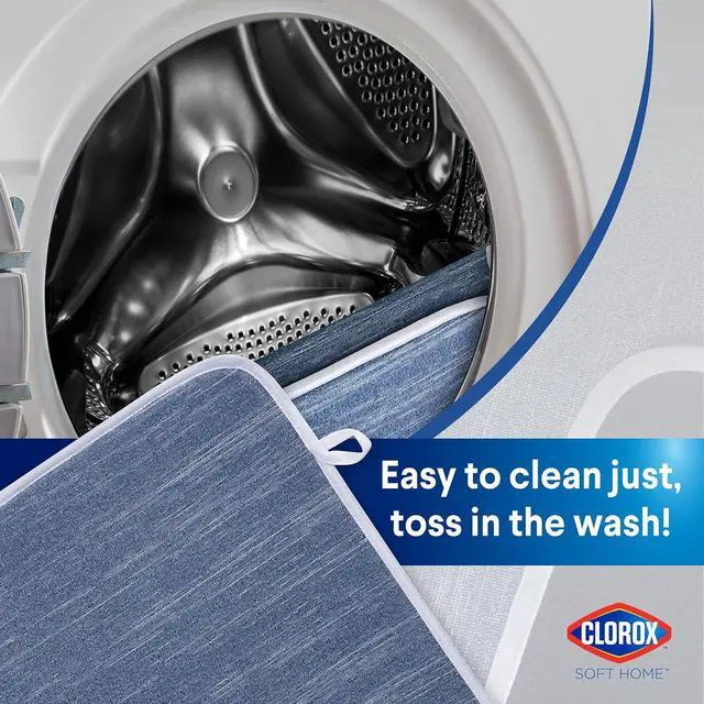 Alt view image 3 of 7 - Clorox Heathered Drying Mat - 100% Polyester Ultra Absorbent Microfiber, For Drying and Draining Dishes at Kitchen Sink, Perfect for Everyday Use - 15" x 20" - Navy