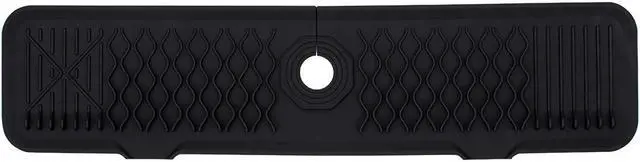 Alt view image 2 of 7 - 24 Inch Faucet Mat for Kitchen Sink Silicone Sink Splash Guard 5° Slope Faucet Draining Mat Dish Soap Sponge Holder Around Faucet Bathroom Gadgets Sink Accessories Drying Mats Organizer, Black
