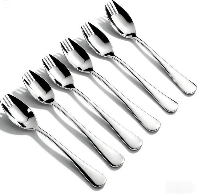 Main image of 6-Pack Long Handle 18/10 Stainless Steel Sporks, 7.2 Inch