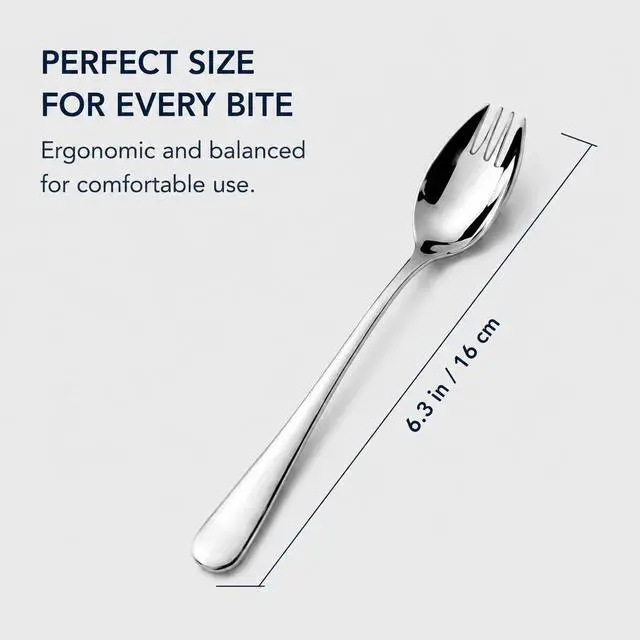 Alt view image 3 of 7 - 6-Pack Long Handle 18/10 Stainless Steel Sporks, 7.2 Inch