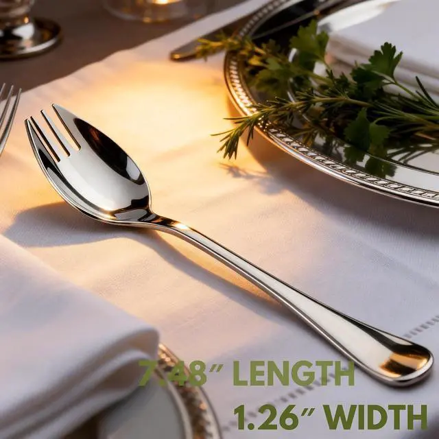 Alt view image 4 of 7 - 6-Pack Long Handle 18/10 Stainless Steel Sporks, 7.2 Inch