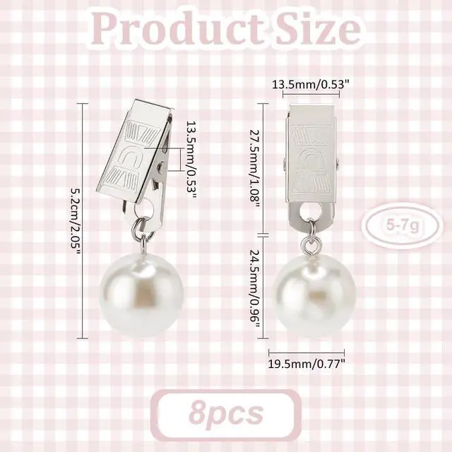 Alt view image 2 of 6 - PH PandaHall 8pcs Tablecloth Weights Hangers Pearl Table Cover Weight Clip