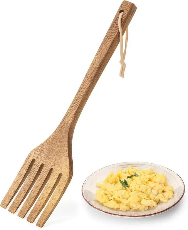 Main image of Baderke 10 Inches Acacia Wooden Forks for Cooking Kitchen Baking Tool Five Tines Long Handle Wood Fork for Home Restaurant Kitchen Salad Pasta Grill Tasting Utensils