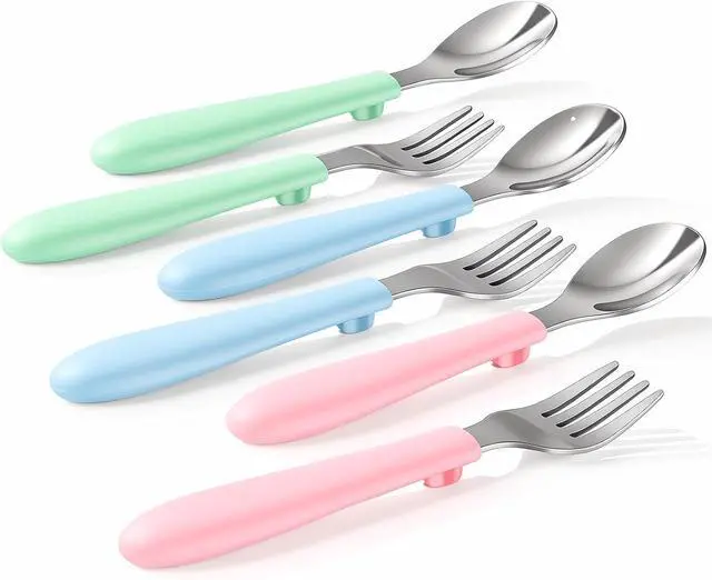 Main image of 6 PCS Toddler Utensils 18/8 Stainless Steel Fork and Spoon Set