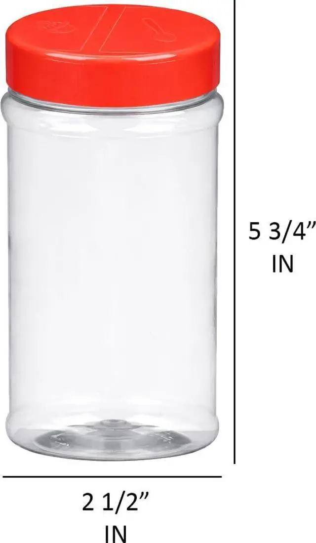 Alt view image 2 of 4 - BRIGHTFROM 16oz Empty Spice Jars Clear BPA-Free Plastic Shaker Bottles with Dual Lids, Wide Mouth for Easy Filling, Reusable Herb, Salt, Pepper, and DIY Seasoning Storage - 2 Pack