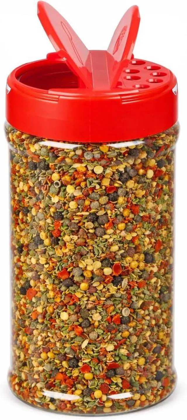 Alt view image 4 of 4 - BRIGHTFROM 16oz Empty Spice Jars Clear BPA-Free Plastic Shaker Bottles with Dual Lids, Wide Mouth for Easy Filling, Reusable Herb, Salt, Pepper, and DIY Seasoning Storage - 2 Pack