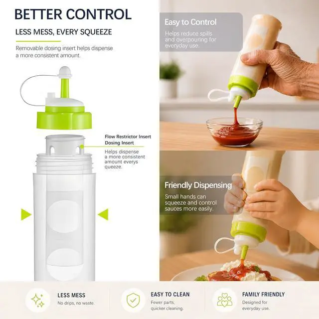 Alt view image 2 of 6 - 12 oz Condiment Squeeze Bottle with Removable Dosing Insert