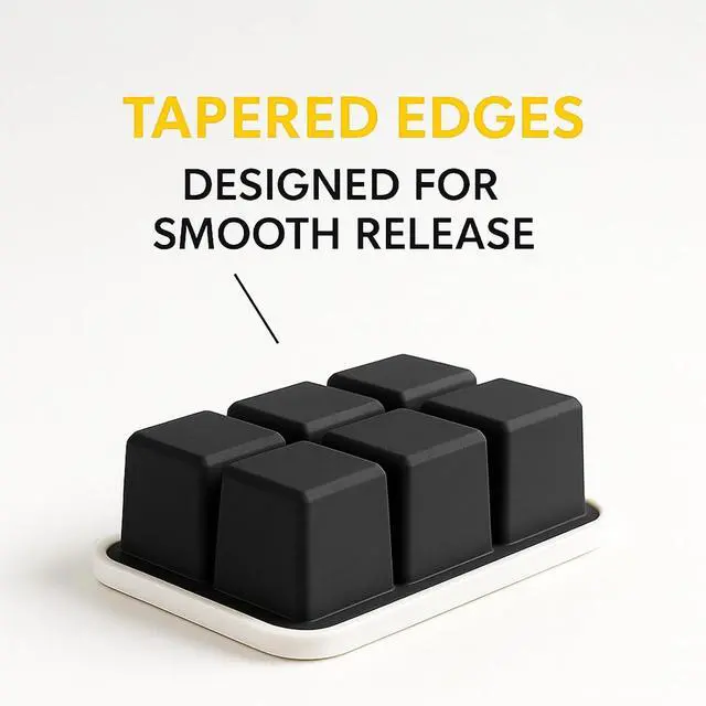 Alt view image 5 of 7 - Large Silicone Ice Cube Trays 2 Pack 2 Inch Square Ice Molds with Removable Lid Easy Release BPA Free Big Ice Cube Tray for Whiskey Cocktail Old Fashioned Freezer Safe Stackable Design (Black)