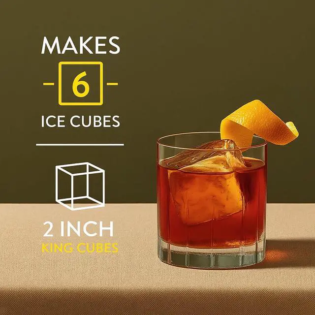 Alt view image 7 of 7 - Large Silicone Ice Cube Trays 2 Pack 2 Inch Square Ice Molds with Removable Lid Easy Release BPA Free Big Ice Cube Tray for Whiskey Cocktail Old Fashioned Freezer Safe Stackable Design (Black)