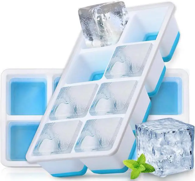 Main image of Large Ice Cube Molds, FURNSII 2 Pack Silicone Large Square Ice Cube Trays with Lids BPA Free, Easy-Release & Stackable 1.8'' Big Ice Cube Tray for Freezer Cocktail Whiskey Coffee