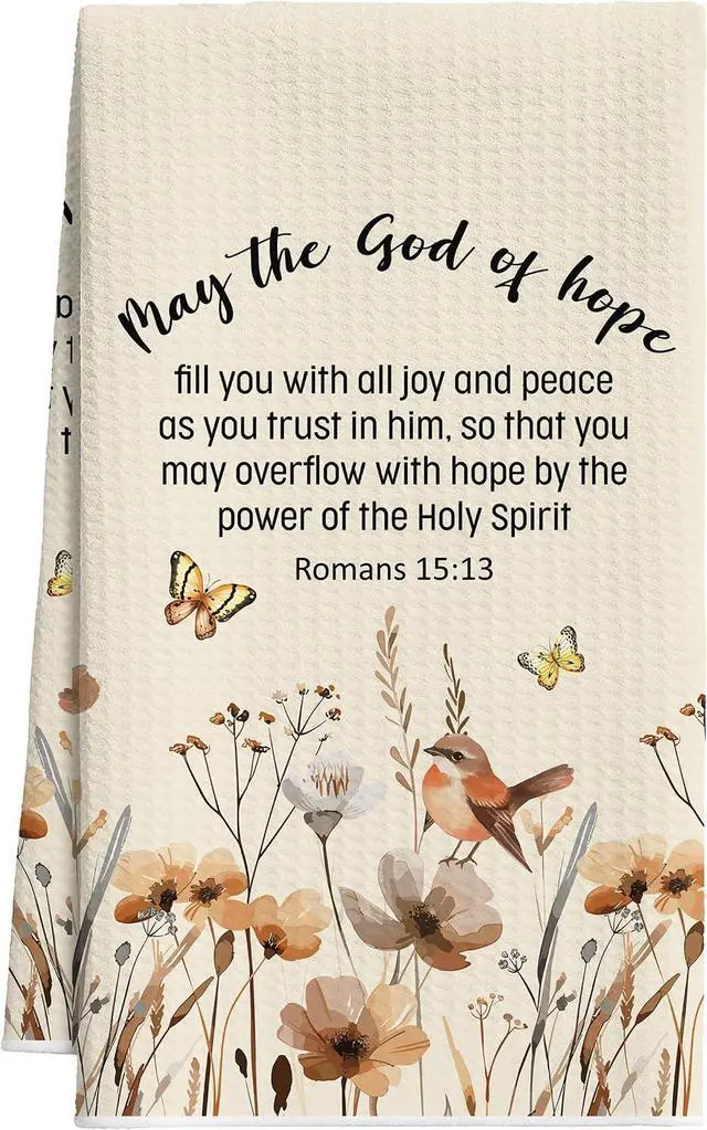 Main image of Christian Floral Kitchen Towels, Vintage Wildflower Hymn Tea Dish Towel, 19