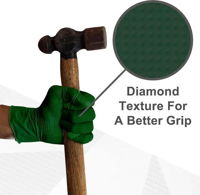 Alt view image 4 of 7 - WECARE 8 Mil Nitrile Gloves - Heavy Duty Mechanic Gloves, with Diamond Grip - Powder and Latex Free Disposable Gloves