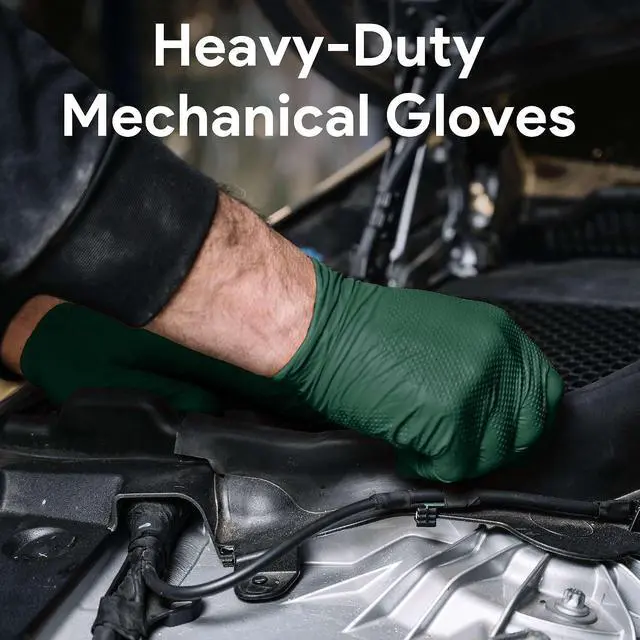 Alt view image 7 of 7 - WECARE 8 Mil Nitrile Gloves - Heavy Duty Mechanic Gloves, with Diamond Grip - Powder and Latex Free Disposable Gloves