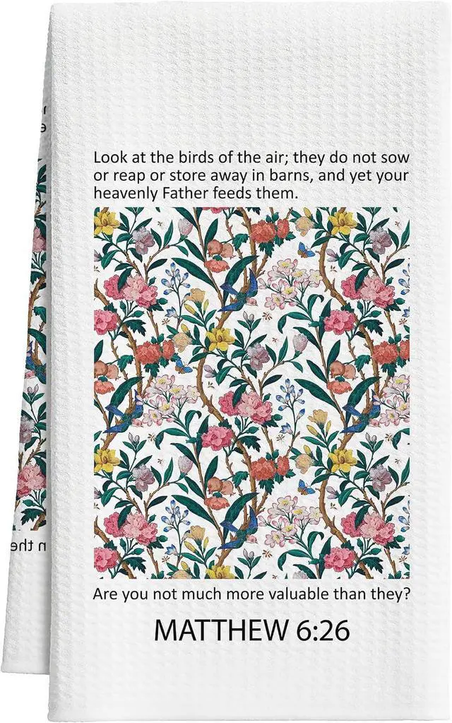 Main image of Christian Floral Kitchen Towels, Vintage Wildflower Hymn Tea Dish Towel, 15
