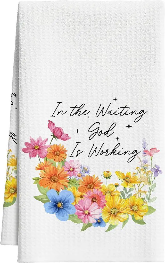 Main image of Christian Floral Kitchen Towels, Vintage Wildflower Hymn Tea Dish Towel, 02
