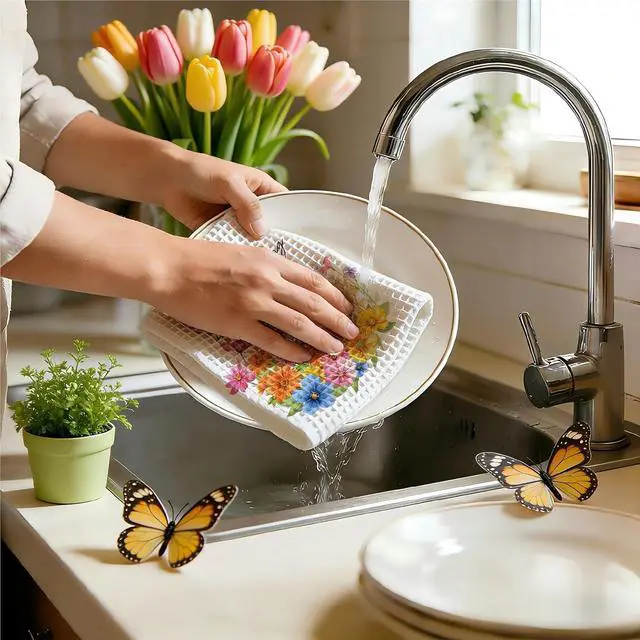 Alt view image 5 of 6 - Christian Floral Kitchen Towels, Vintage Wildflower Hymn Tea Dish Towel, 02
