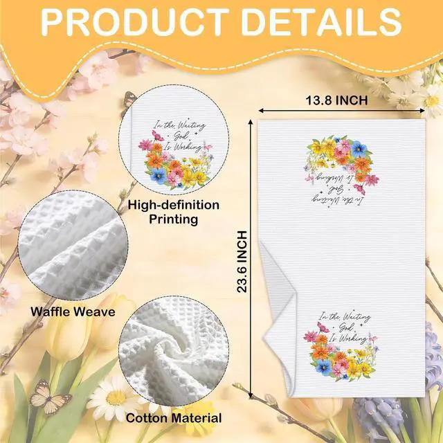Alt view image 2 of 6 - Christian Floral Kitchen Towels, Vintage Wildflower Hymn Tea Dish Towel, 02