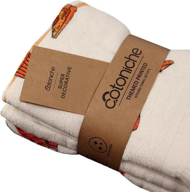 Alt view image 5 of 7 - Printed Kitchen Towels - Decorative & Soft, (16" x 24") Absorbent and Reusable - Versatile, Perfect as Hand Towels,Printed Tea Towel - Kitchen Theme (Set of 6-3 Unique Designs)