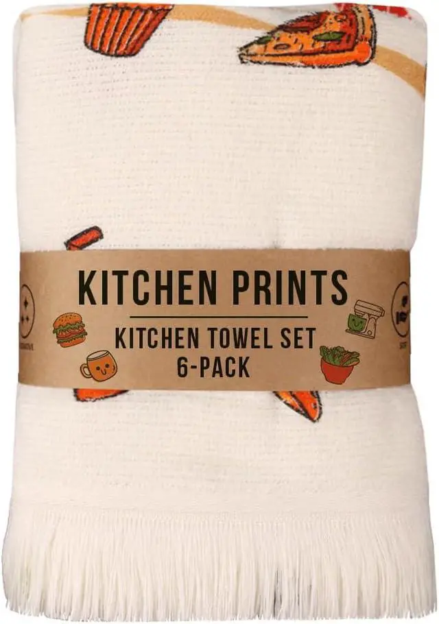 Alt view image 7 of 7 - Printed Kitchen Towels - Decorative & Soft, (16" x 24") Absorbent and Reusable - Versatile, Perfect as Hand Towels,Printed Tea Towel - Kitchen Theme (Set of 6-3 Unique Designs)