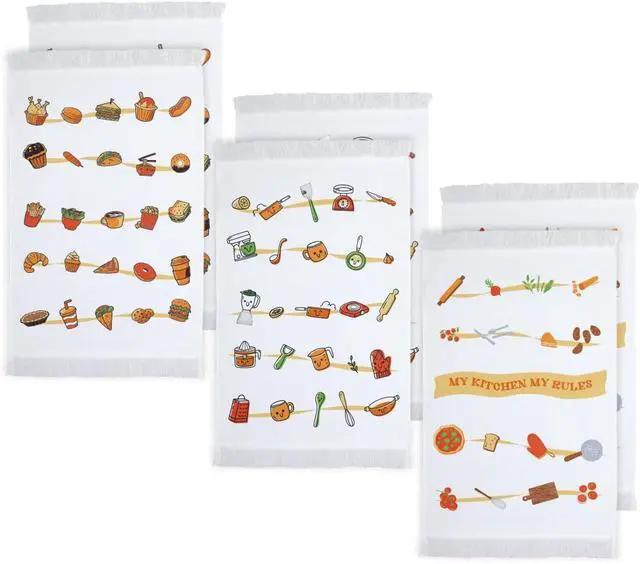 Alt view image 6 of 7 - Printed Kitchen Towels - Decorative & Soft, (16" x 24") Absorbent and Reusable - Versatile, Perfect as Hand Towels,Printed Tea Towel - Kitchen Theme (Set of 6-3 Unique Designs)