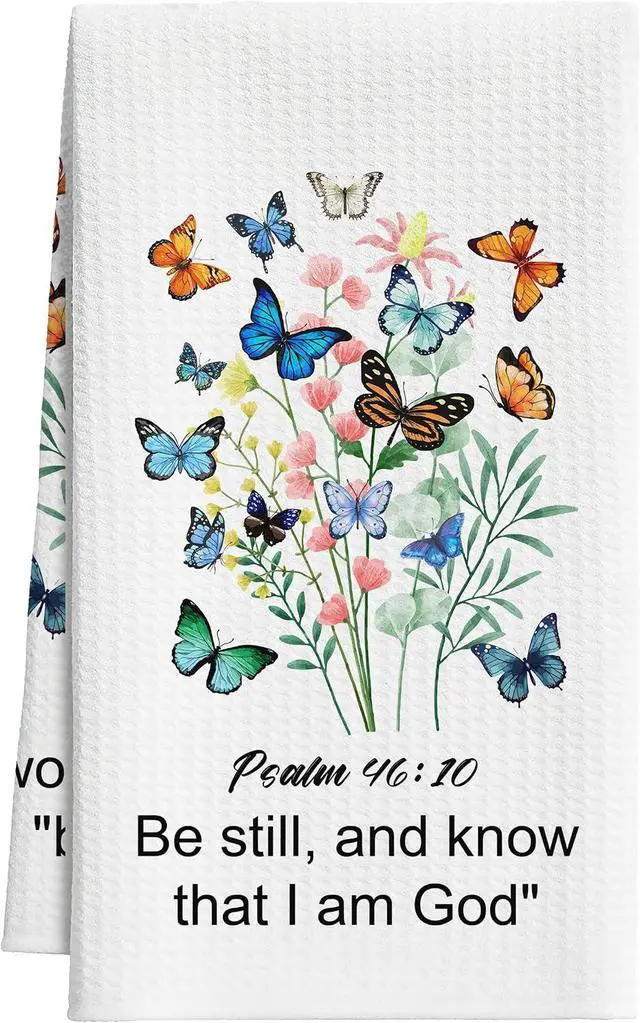 Main image of Christian Floral Kitchen Towels, Vintage Wildflower Hymn Tea Dish Towel, 17