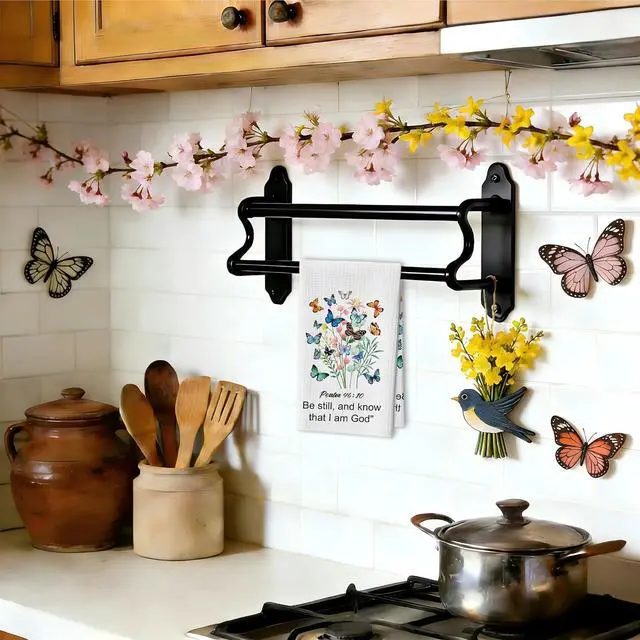 Alt view image 4 of 6 - Christian Floral Kitchen Towels, Vintage Wildflower Hymn Tea Dish Towel, 17