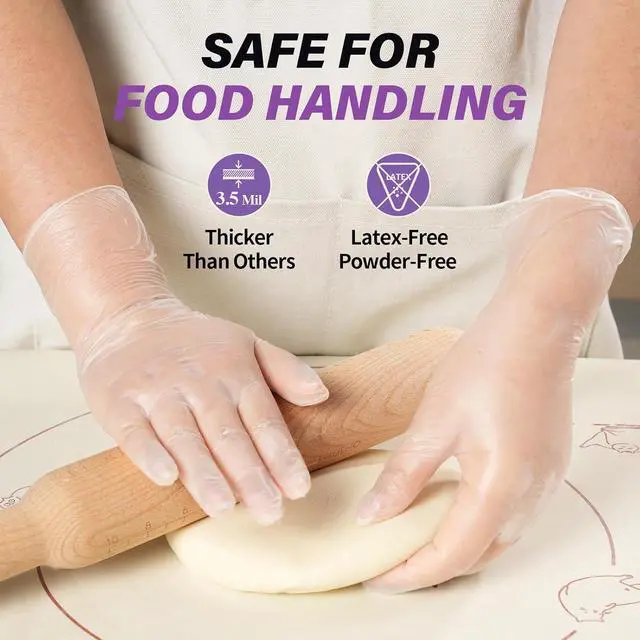 Alt view image 2 of 7 - FINITEX Clear Vinyl Gloves Disposable Food Safe Exam Gloves Box of 100/1000