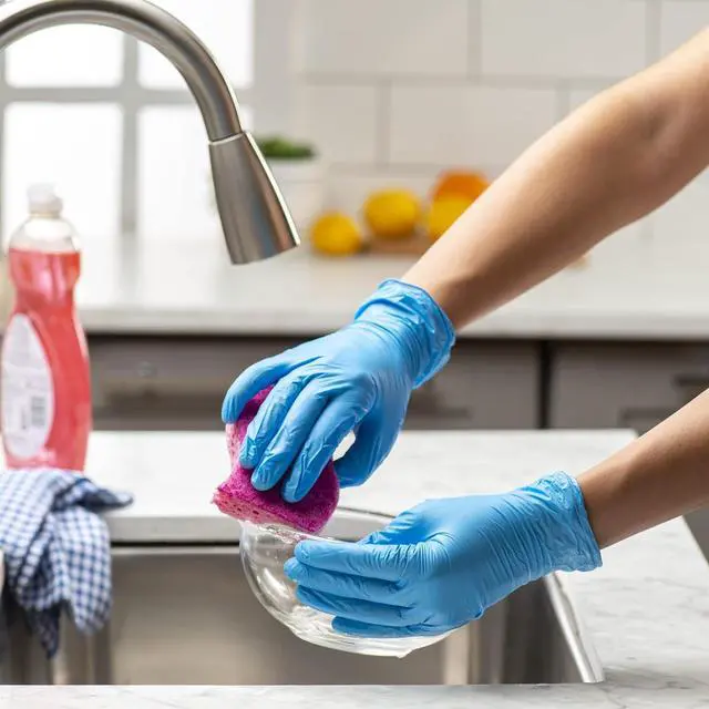 Alt view image 3 of 7 - Comfy Package Synthetic Vinyl Blend Disposable Plastic Gloves Non-Sterile, Powder & Latex Free