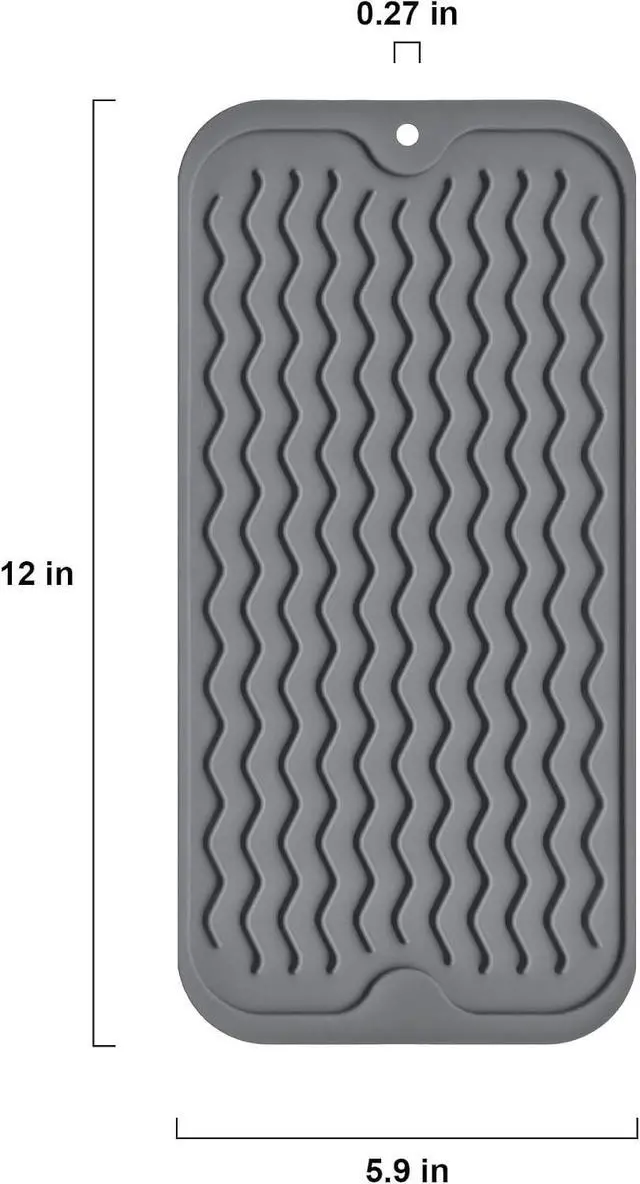 Alt view image 3 of 7 - Silicone Dish Drying Mat, Non-Slip Easy Clean Sink Mat Large Heat-resistant Dish Drainer Mat for Kitchen Counter, Sink, Refrigerator or Drawer liner (12" x 6", GREY)