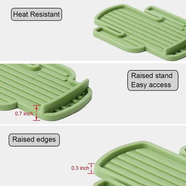 Alt view image 2 of 6 - Kitchen Silicone Cute Spoons Rest for Stove Top - BPA-Free, Heat-Resistant Cactus Spoon Holder for Countertop Funny Utensils Rest (1, Green)