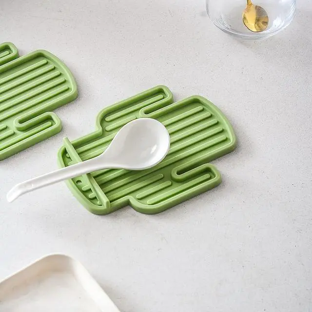 Alt view image 4 of 6 - Kitchen Silicone Cute Spoons Rest for Stove Top - BPA-Free, Heat-Resistant Cactus Spoon Holder for Countertop Funny Utensils Rest (1, Green)