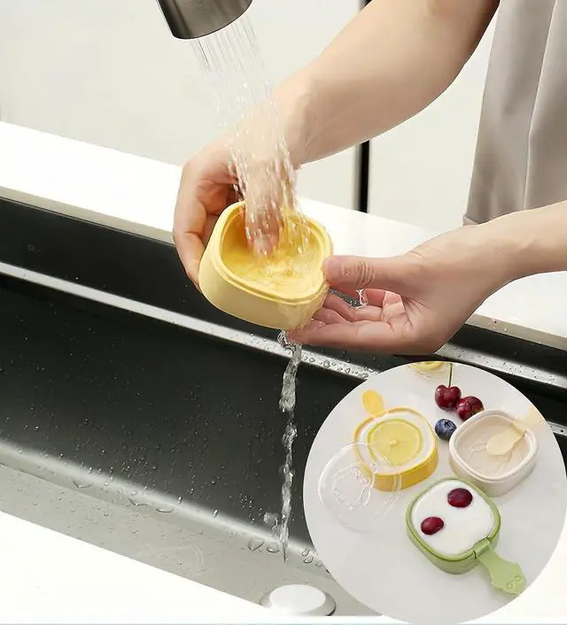Alt view image 3 of 5 - Ice Cream Mold, 2 Pcs White Silicone 2.5 Inch x 2.5 Inch Ice Cream Pop Mold for Home, Party and Outdoors (orange)