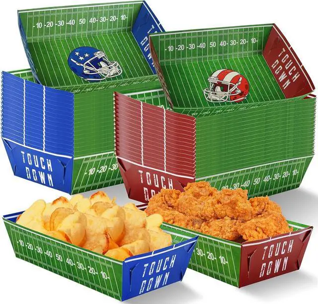 Main image of 50 Pack Football Party Decorations Paper Food Trays - Helmet Movie Night Supplies Serving Plates for Super Football Bowl Birthday Disposable Decor