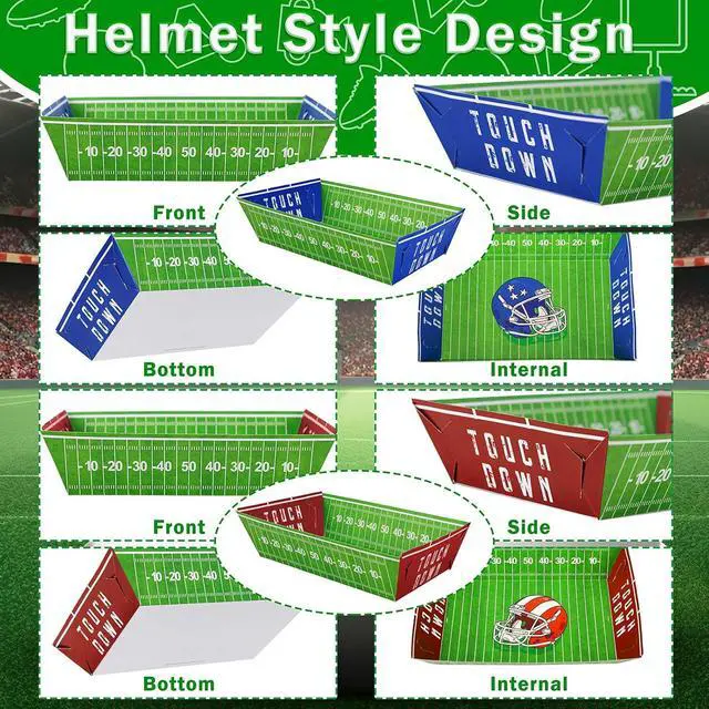 Alt view image 4 of 7 - 50 Pack Football Party Decorations Paper Food Trays - Helmet Movie Night Supplies Serving Plates for Super Football Bowl Birthday Disposable Decor