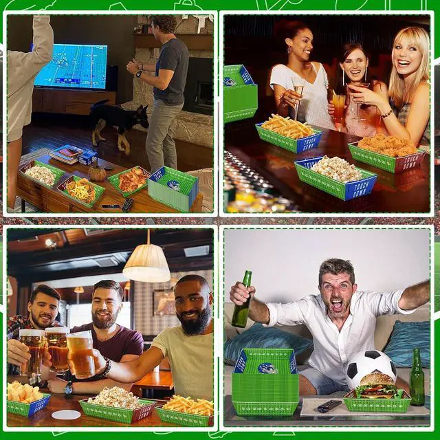 Alt view image 7 of 7 - 50 Pack Football Party Decorations Paper Food Trays - Helmet Movie Night Supplies Serving Plates for Super Football Bowl Birthday Disposable Decor