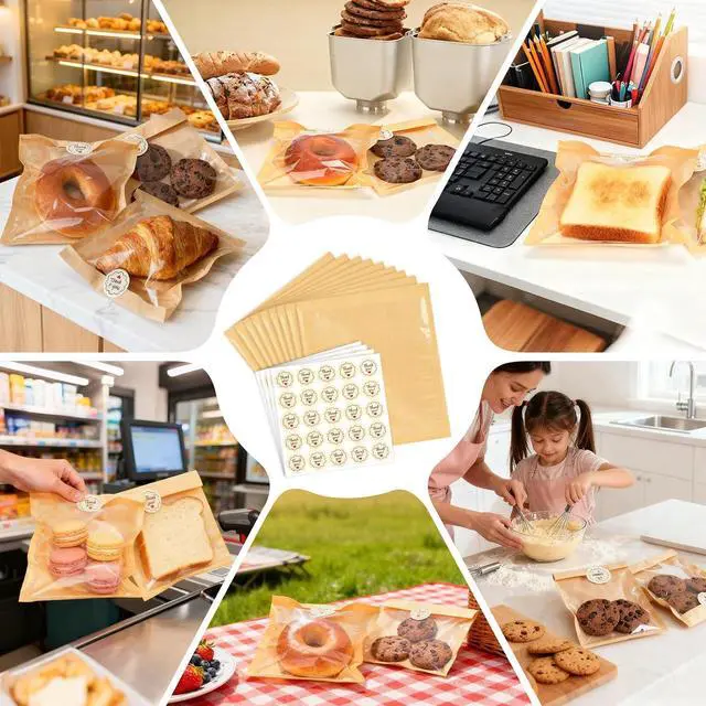 Alt view image 7 of 7 - 100Pcs Cookie Bags with Seal, Premium Cookie Packaging Bag SFIUYLB