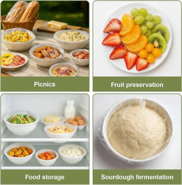 Alt view image 6 of 7 - 500PCS Bowl Covers for Bread Proofing QUINGLU Elastic Plastic Food Covers