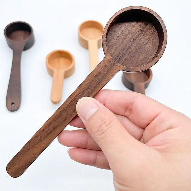 Alt view image 2 of 7 - Wooden Scoops for Canisters, Coffee Scoop,Korean Style 6.61 inch Wooden Coffee Ground Spoon, Measuring for Ground Beans or tea, Soup Cooking Mixing Stirrer Kitchen Tools Utensils