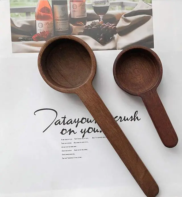 Alt view image 4 of 7 - Wooden Scoops for Canisters, Coffee Scoop,Korean Style 6.61 inch Wooden Coffee Ground Spoon, Measuring for Ground Beans or tea, Soup Cooking Mixing Stirrer Kitchen Tools Utensils